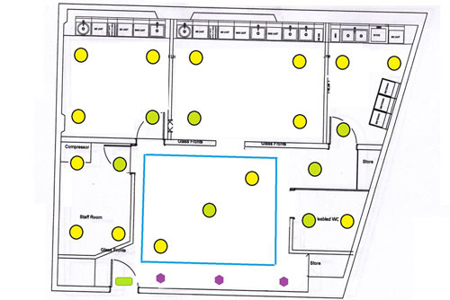 Floor plan for electrics and lighting