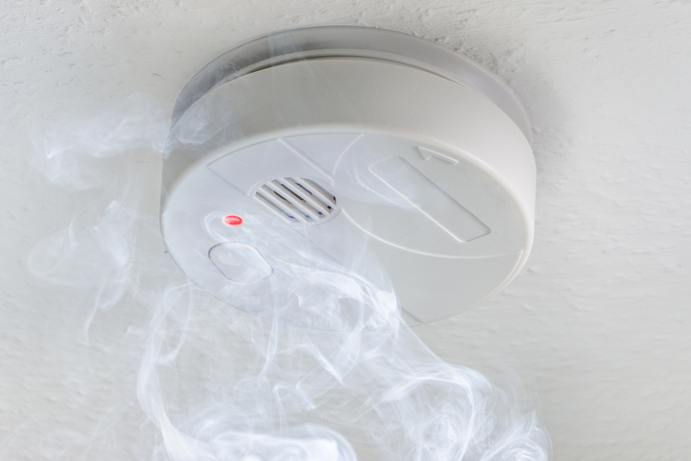 Photograph of fire alarm, smoke detector